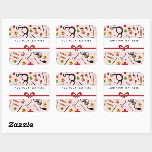 Verpleegster Vierkante Sticker (Vel)