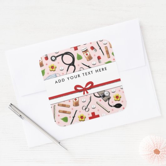 Verpleegster Vierkante Sticker (Envelop)