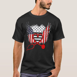 Verpleegster  Vleugels Usa Vlag 4 juli T-shirt