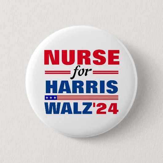 Verpleegster voor Harris Walz Red Blue Ronde Button 5,7 Cm (Voorkant)
