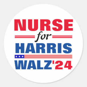 Verpleegster voor Harris Walz Red Blue Ronde Sticker