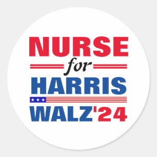 Verpleegster voor Harris Walz Red Blue Ronde Sticker