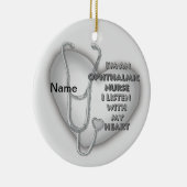 Verpleegster voor oogheelkunde met grijs hart keramisch ornament (Rechts)