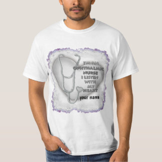 Verpleegster voor oogheelkunde met grijs hart t-shirt