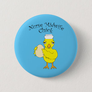 Verpleegster vroedvrouw chick ronde button 5,7 cm