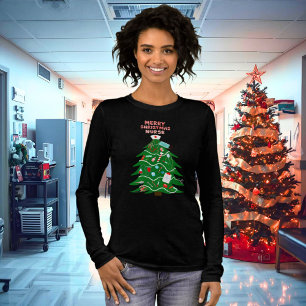 Verpleegster Vrolijk Kerstboom Tri-Blend Shirt