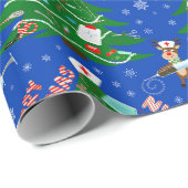 Verpleegster Vrolijke Kerstboom Met Rendieren Verp Cadeaupapier (Rol Hoek)