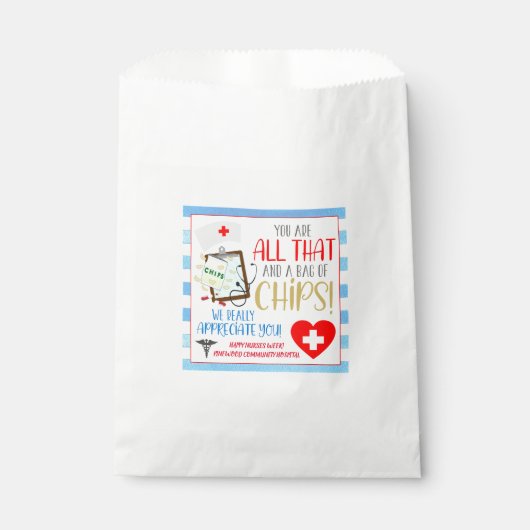 Verpleegster Waardering Chips Behandelen Tassen Bedankzakje (Voorkant)
