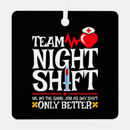 Verpleegster Waardering Grappig Team Nachtdienst V Metalen Ornament (Achterkant)