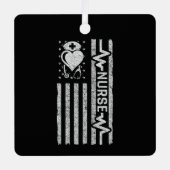 Verpleegster Waardering Hero Hart Leven Amerikaans Metalen Ornament (Voorkant)