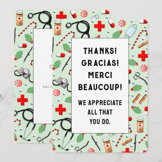 Verpleegster Waardering Vakantiekaarten Bedankkaart (Voorkant / Achterkant)