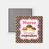 Verpleegster werkt voor cupcakes magneet (Voorkant / Achterkant)