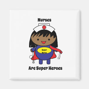 Verpleegster Zwart Kawaii Super Hero Personalisere Magneet