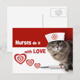 Verpleegsters doen het met Liefde. Grappige Kat  Briefkaart