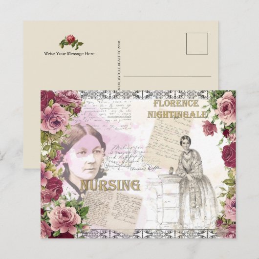  verpleegsters Florence Nightingale Briefkaart (Voorkant / Achterkant)
