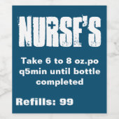 Verpleegster's Funny Prescription Blue Custom Wijn Wijn Etiket (Enkel label)