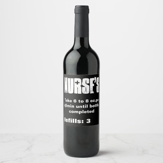 Verpleegster's Funny wine label Wijn Etiket (Voorkant)