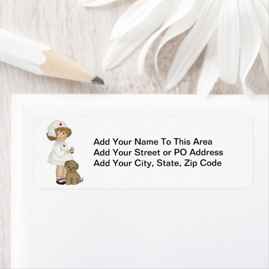  verpleegsters met puppy T-shirts en cadeautjes Etiket (Insitu)