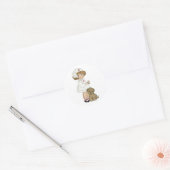  verpleegsters met puppy T-shirts en cadeautjes Ronde Sticker (Envelop)