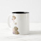  verpleegsters met puppy T-shirts en cadeautjes Tweekleurige Koffiemok (Voorkant links)