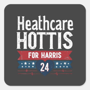Verpleegsters Voor Harris 24 Kamala Walz ZorgVerle Vierkante Sticker