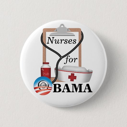Verpleegsters voor Obama! Ronde Button 5,7 Cm (Voorkant)