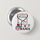 Verpleegsters voor Obama! Ronde Button 5,7 Cm (Voorkant /achterkant)
