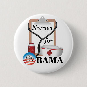 Verpleegsters voor Obama! Ronde Button 5,7 Cm