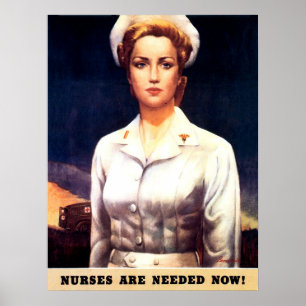 Verpleegsters zijn nu nodig, patriot, vintage, oor poster