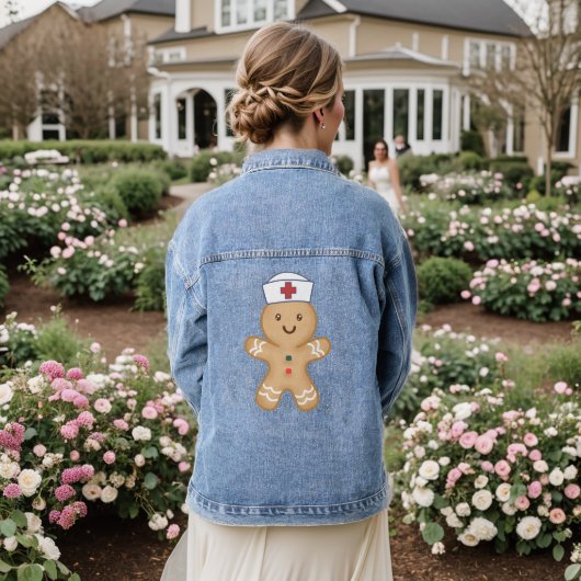Verpleegstersdag Moeder Waardering Rode Kruis Koek Denim Jacket (Huwelijk Achterkant)