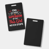 Verpleegstersgeschenk CNA 's Nachts Supermama Badge (Voor- en achterkant)