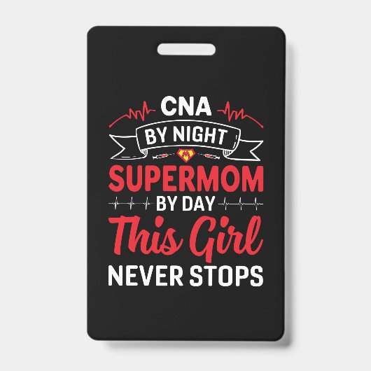 Verpleegstersgeschenk CNA 's Nachts Supermama Badge (Voorzijde)