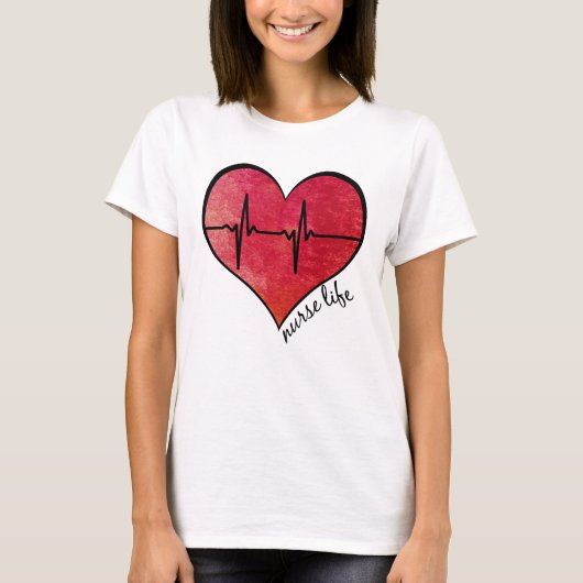 Verpleegstersleven - Waterverf Hart T-shirt (Voorkant)
