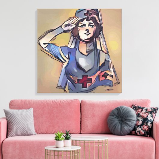 verpleegsterssoldaat canvas afdruk (Insitu (Woonkamer))