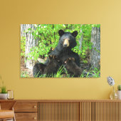 Verpleegzwart Beer en dubbele kubussen Canvas Afdruk (Insitu (Woonkamer))