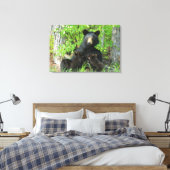 Verpleegzwart Beer en dubbele kubussen Canvas Afdruk (Insitu (Slaapkamer))