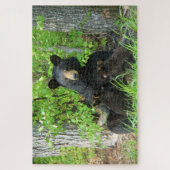 Verpleegzwart Beer en dubbele kubussen Legpuzzel (Verticaal)