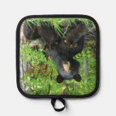 Verpleegzwart Beer en dubbele kubussen Pannenlap (Voorkant)