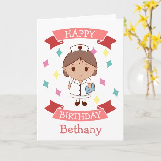 Verpleger Happy Birthday - persoonlijk Kaart (Gele Bloem)