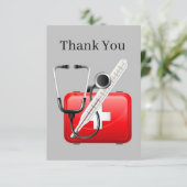 Verpleger of arts voegt tekst toe bedankkaart (Staand voorkant)