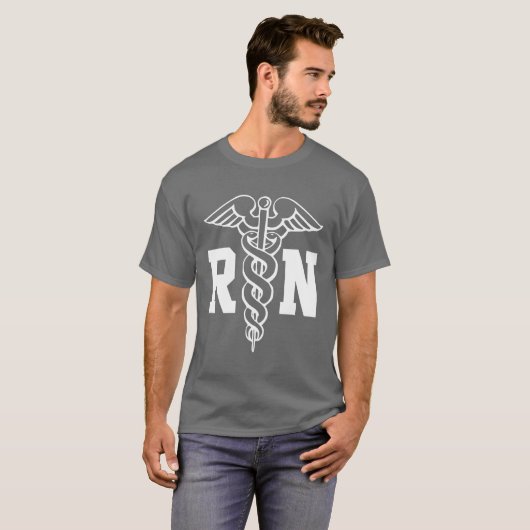 Verpleger t shirt met caduceus-symbool (Voorkant volledig)