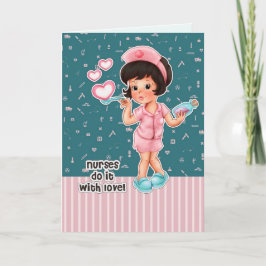 Verplegers doen het met Love. Cute Brunette Nurse Bedankkaart