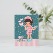Verplegers doen het met Love. Cute Brunette Nurse Briefkaart (Staand voorkant)