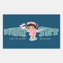 Verplegers doen het met Love. Cute Brunette Nurse Rechthoekige Sticker