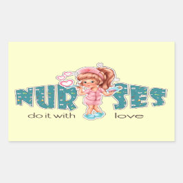 Verplegers doen het met Love. Cute Nurse Rechthoekige Sticker