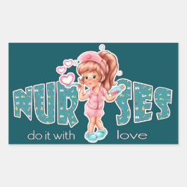 Verplegers doen het met Love. Cute Nurse Rechthoekige Sticker