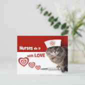 Verplegers doen het met Love. Funny Kat Briefkaart (Staand voorkant)