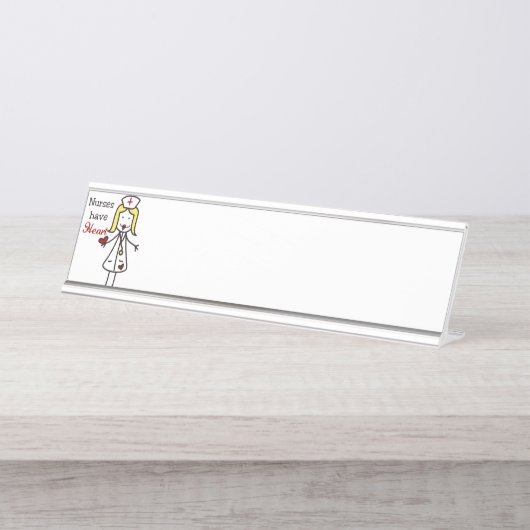 Verplegers hebben hart bureau naambordje (Voorkant)