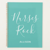 Verplegers Medisch Blauwgroen Wit Manuscript Geper Planner (Voorkant)