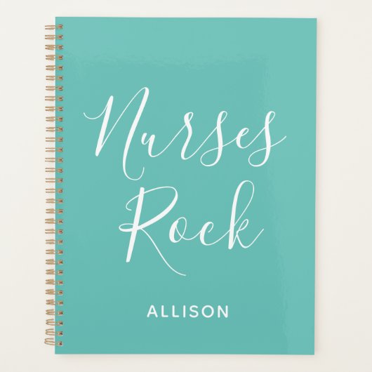 Verplegers Medisch Blauwgroen Wit Manuscript Geper Planner (Voorkant)